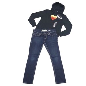 BKE Denim Payton Dark Wash Straight Slim Leg Denim Jean Mid Waist Rise Y2K Chic